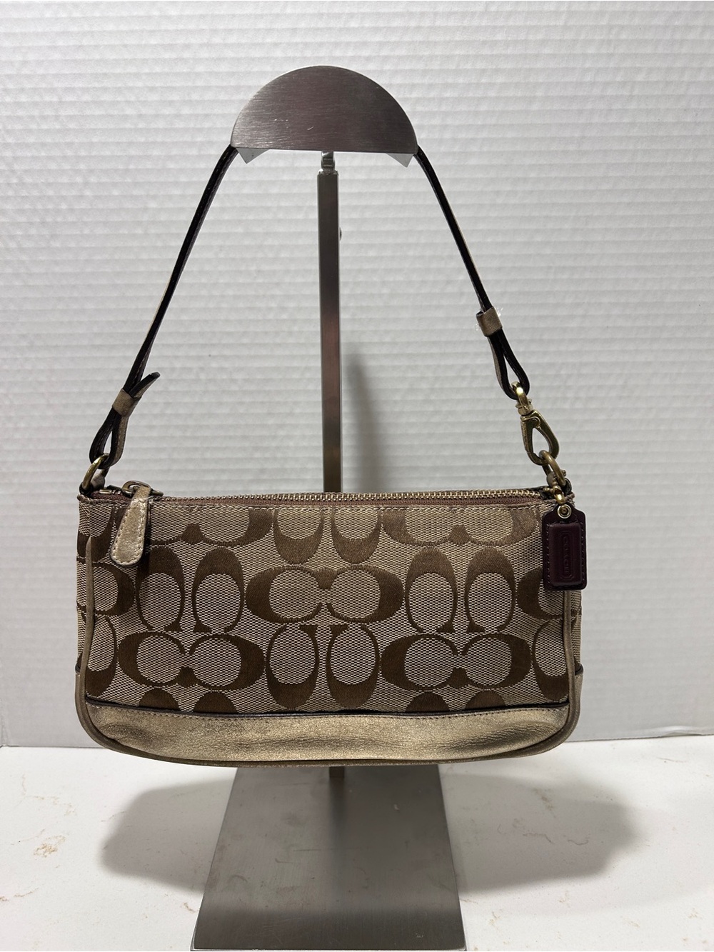 Coach Vintage Beige and Brown Signature Canvas Demi Bag